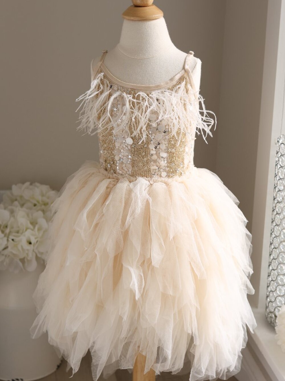 Tutu Du Monde Gold Radiance Tutu Dress Champagne FLOWER GIRL Portrait Party NWT
